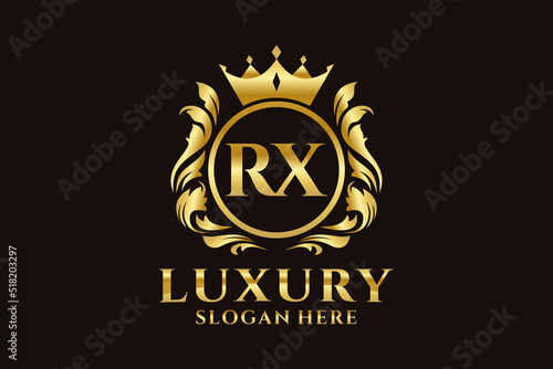 Initial RX Letter Royal Luxury Logo template in vector art for luxurious branding projects and other vector illustration.