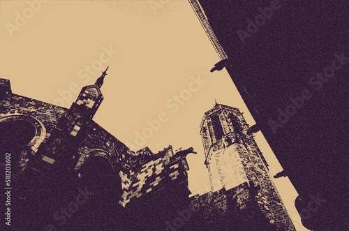 Canvastavla gothic church of the holy sepulchre halftone print graphic