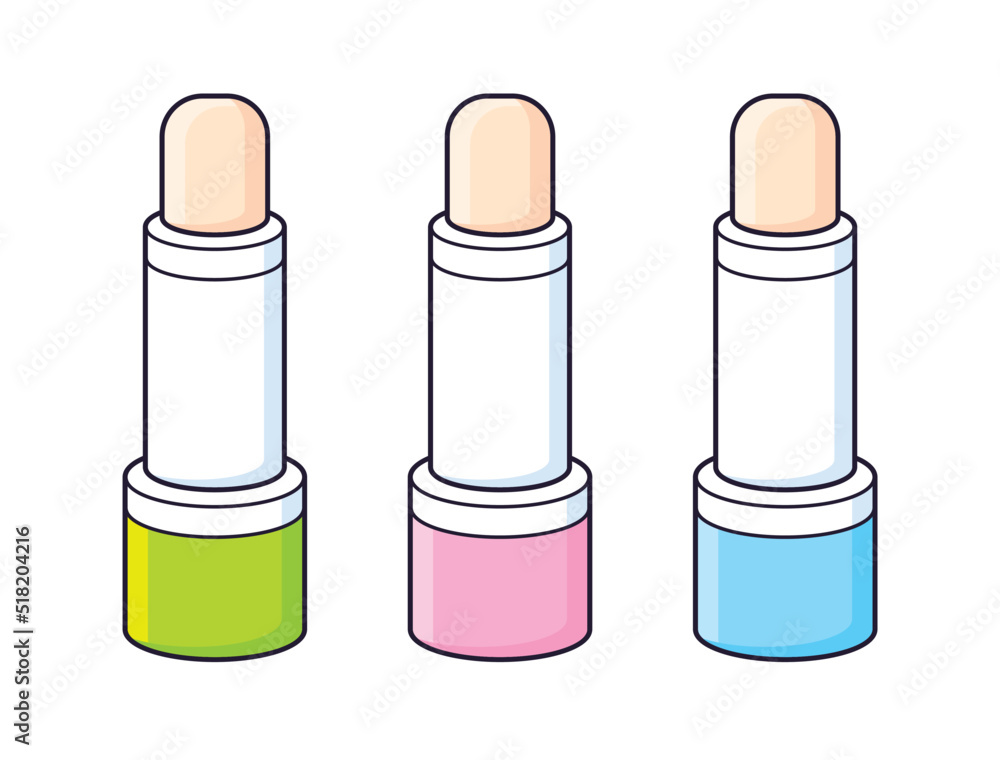 Hygienic lip balm stick lipstick or chapstick isolated vector set Hygienic lip balm stick lipstick or chapstick isolated vector set