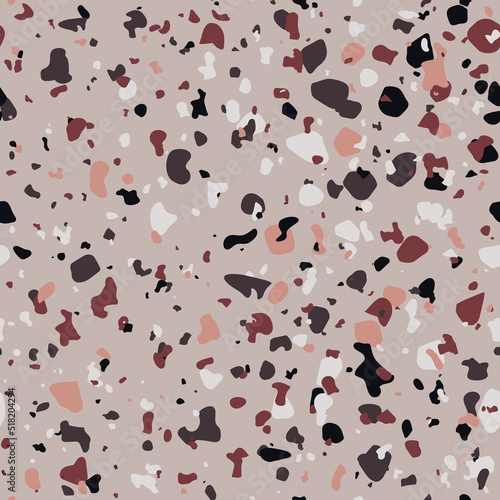 Terrazzo seamless pattern. Vector seamless pattern with pebbles and stone. Pattern ideal for wrapping paper, wallpaper, terrazzo flooring