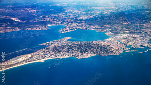 mer méditerrannée montpellier sete beziers languedox vu d'avion