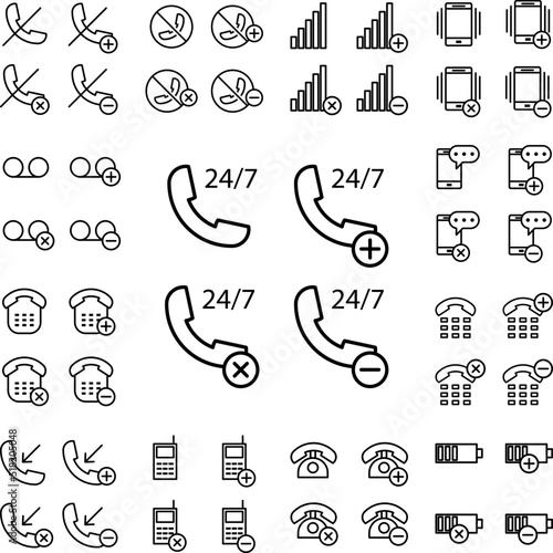 set of service tube 24 7 icon in a collection with other items