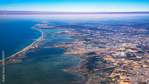 mer méditerrannée montpellier sete beziers languedox vu d'avion