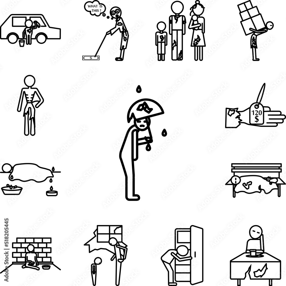 Fototapeta premium Poor man rain icon in a collection with other items