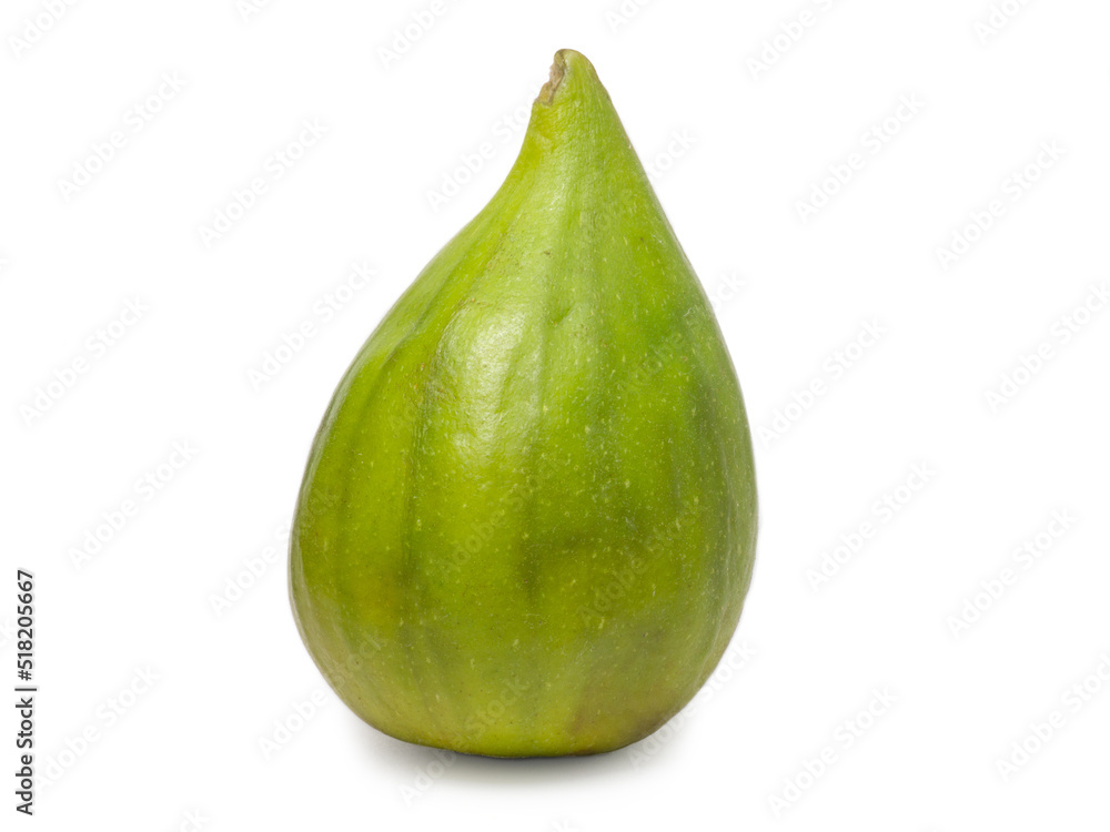 Green figs on a white background. Fresh wine berry. The green fruit of the southern tree. Raw food. Sweet fig. Green figs on a white background. Fresh wine berry. The green fruit of the southern tree. Raw food. Sweet fig.