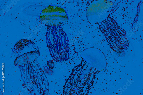 jellyfish illustration on blue background