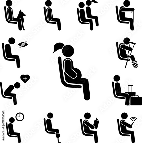 seating place for pregnantplace for child icon in a collection with other items
