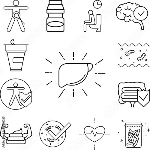 Healthy liver probiotic concept line icon in a collection with other items