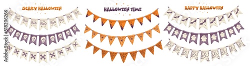Collection of flags for Halloween autumn holiday.Cartoon vector graphic