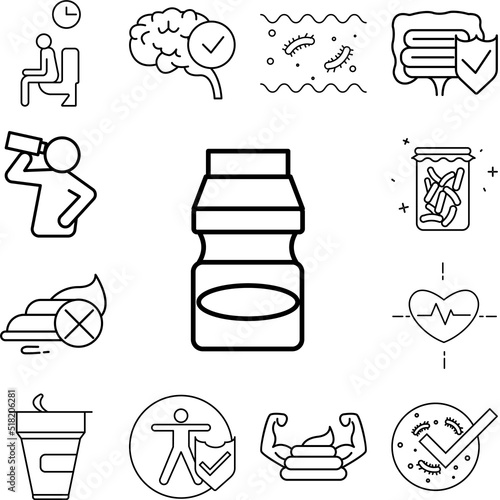 Dairy drink lactobacillus concept line icon in a collection with other items