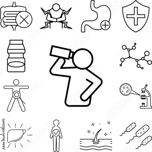 intestinal drink milk concept line icon in a collection with other items