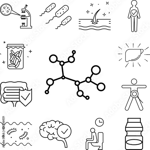 Immune, intestine probiotic concept line icon in a collection with other items
