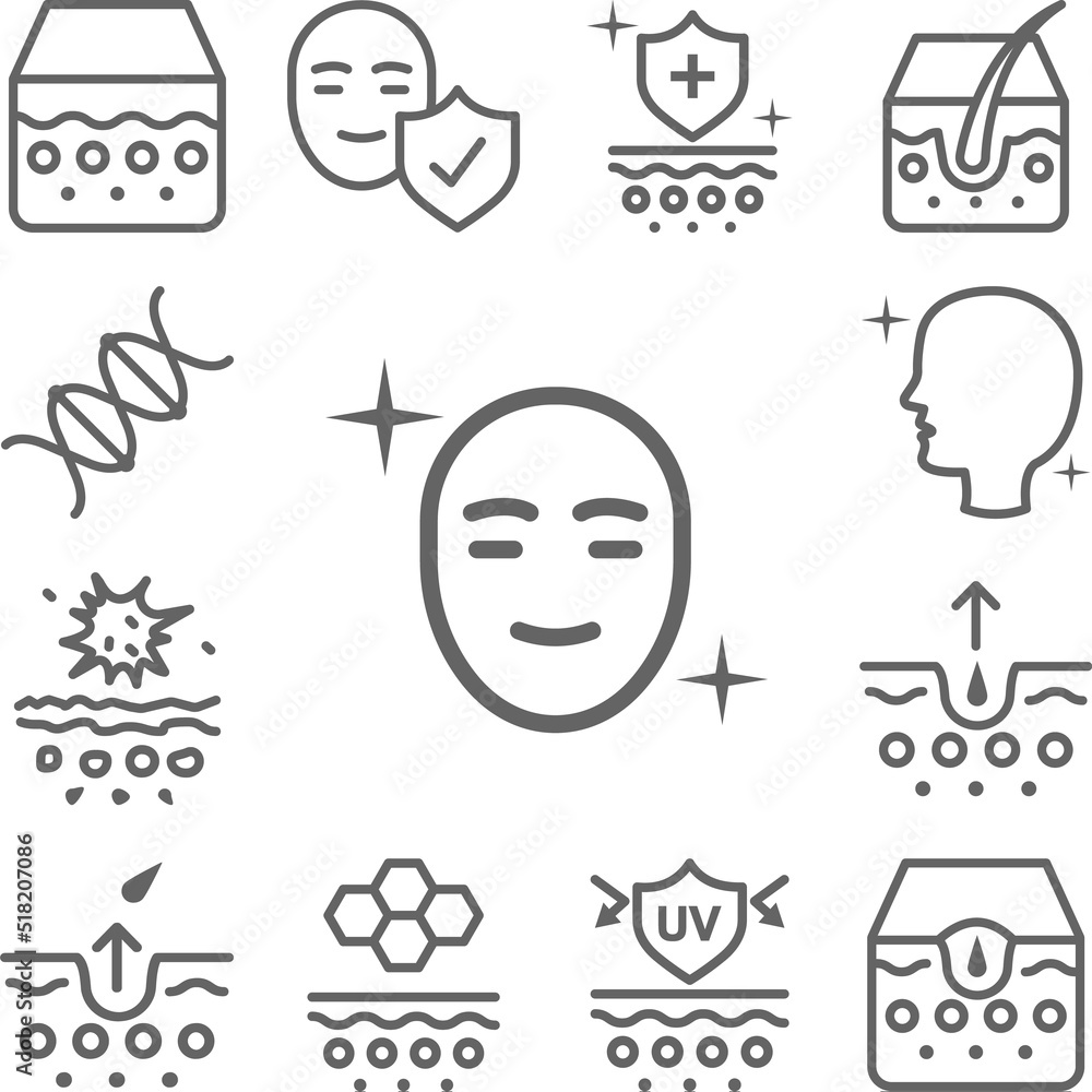 Clean, face icon in a collection with other items