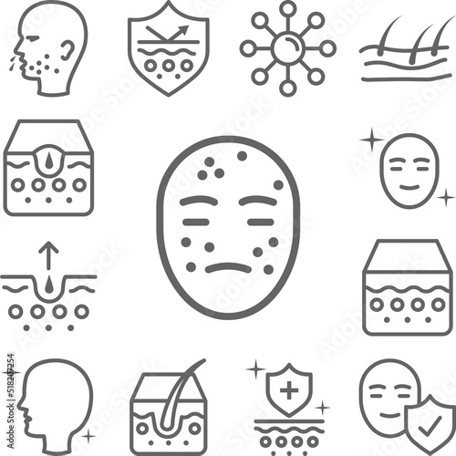 Allergy, face icon in a collection with other items