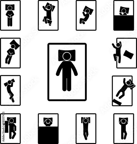 man sleep on back icon in a collection with other items