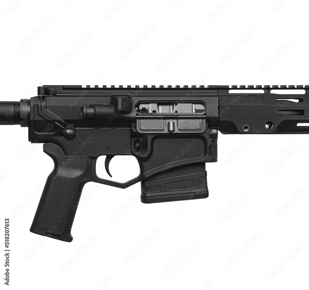Modern automatic rifle isolated on white background. Weapons for police, special forces and the army. Automatic carbine. Assault rifle on white. Modern automatic rifle isolated on white background. Weapons for police, special forces and the army. Automatic carbine. Assault rifle on white.