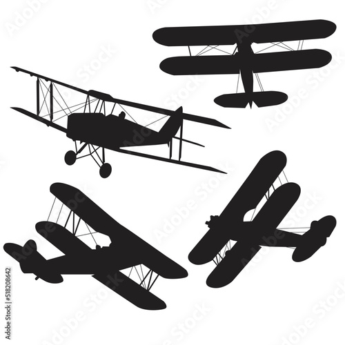 old air plane silhouette collection vector design