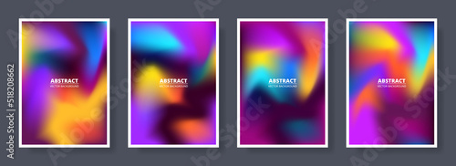 Set of blurred abstract backgrounds with bright multicolored gradient. Cover, poster or brochure colorful designs collection in A4 size. Vector illustration
