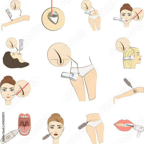 Bikini laser epilation colored icon in a collection with other items