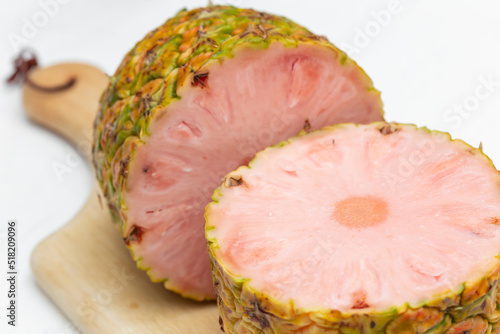 The pinkglow pineapple is grown in Costa Rica. It gets its pink color from lycopene.