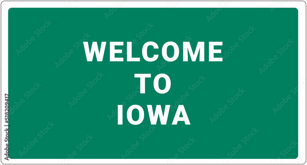 to Iowa. Iowa logo on green background. Iowa sign. Classic USA
