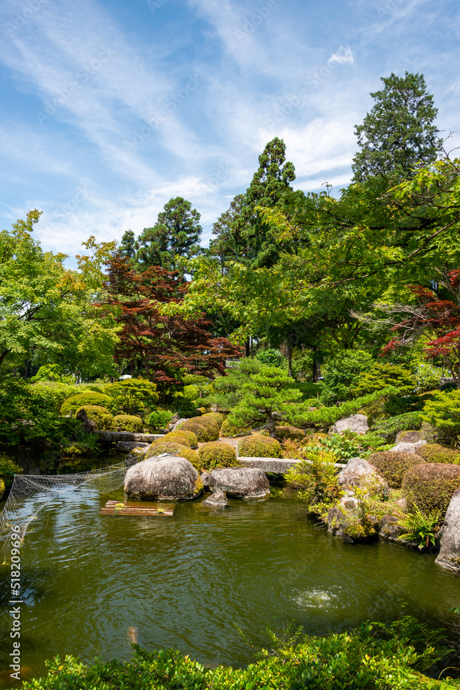 Japanese garden at Mimuroto temple in Uji, Kyoto, Japan