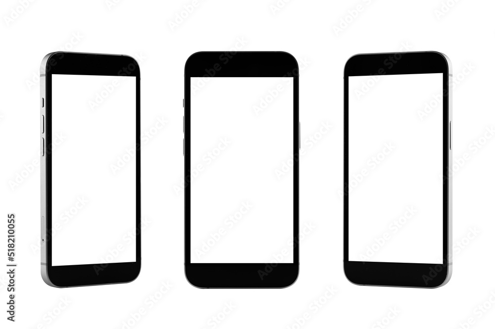Set of Smartphone with blank screen isolated on white background. Set of Smartphone with blank screen isolated on white background.