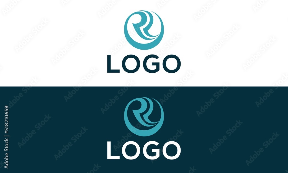 Letter R Abstract Blue Logo Design