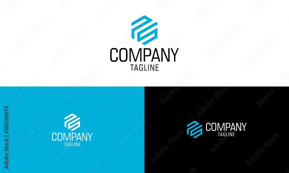 Hexagonal Letter P and S Design Concept Hexagonal Letter P and S Design Concept