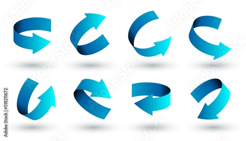 3d Arrow set. Collection of graphic elements for website. Interface for mobile programs and applications. Direction or pointer. Cartoon isometric vector illustrations isolated on white background