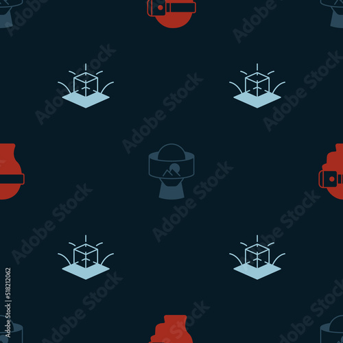 Set Virtual reality glasses, and 3d modeling on seamless pattern. Vector