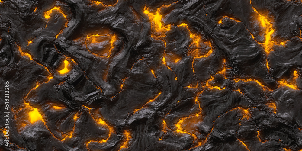 Seamless molten lava and melting volcanic rock background texture