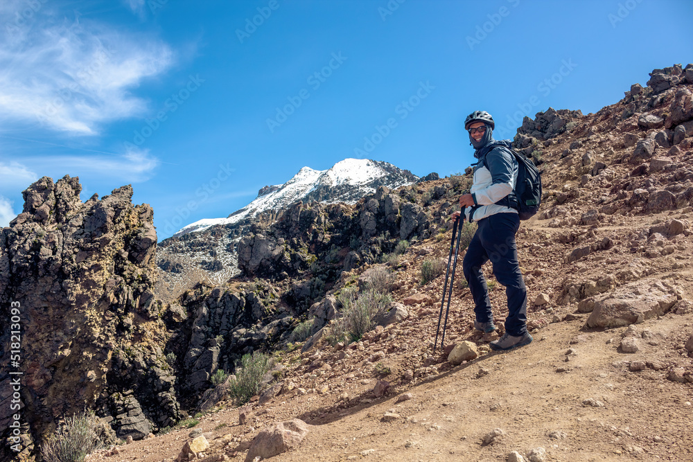 Male Mountain Climber smiling in volcano iztaccihuatl