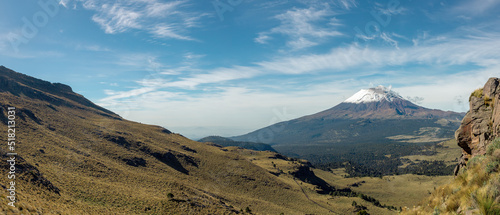 panoramic volcano popocatepetl in mexico photo