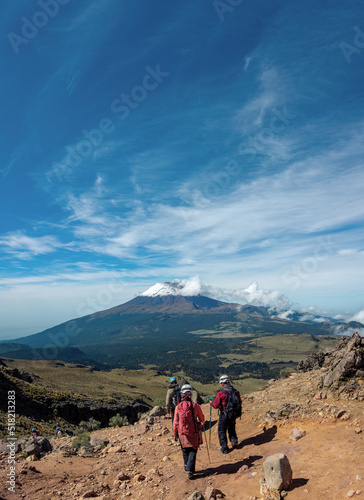 panoramic volcano popocatepetl in mexico