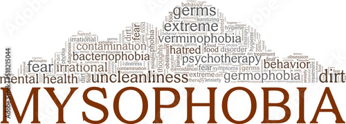 Mysophobia word cloud conceptual design isolated on white background.