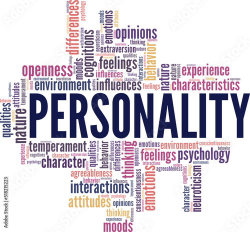 Personality word cloud conceptual design isolated on white background.