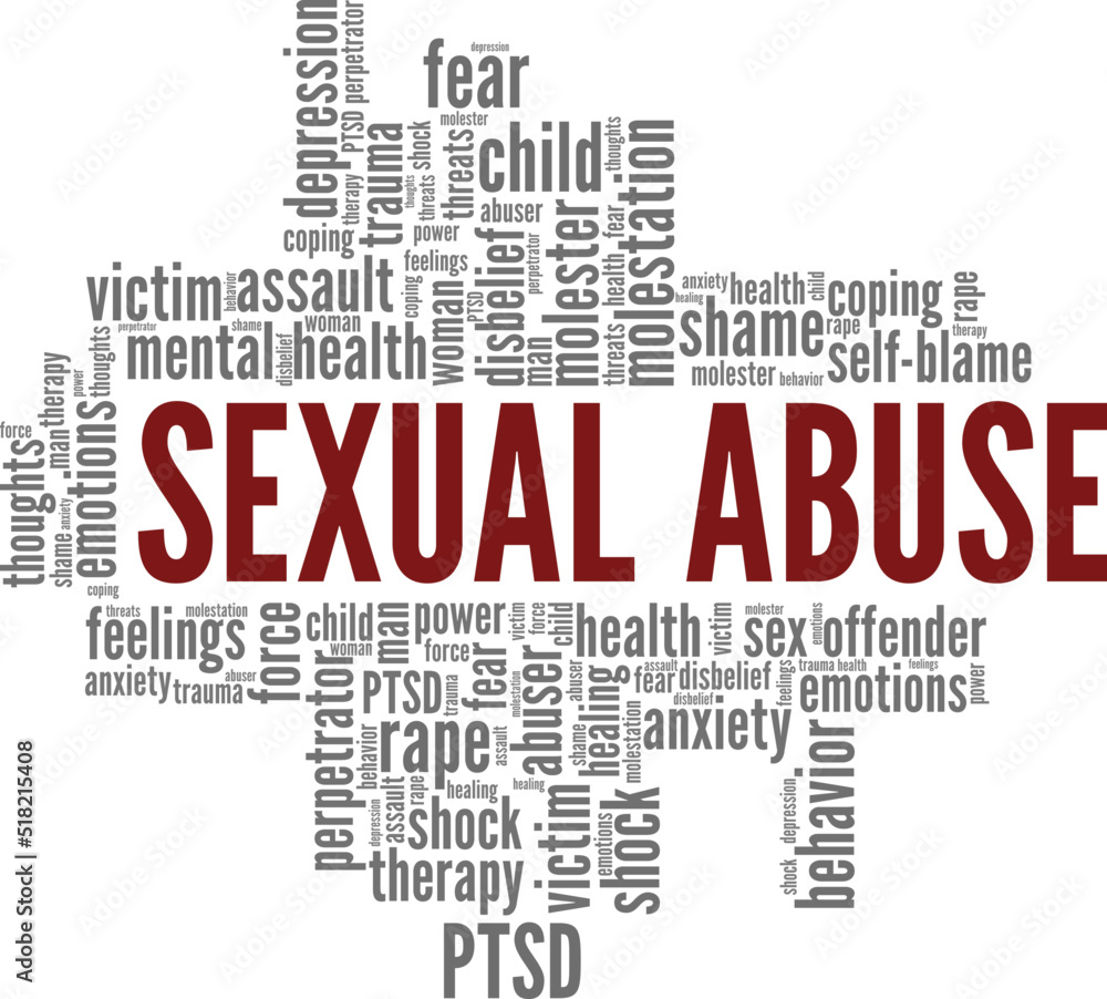 Sexual Abuse word cloud conceptual design isolated on white background.