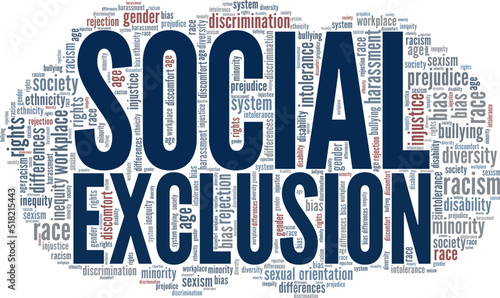 Social Exclusion word cloud conceptual design isolated on white background.