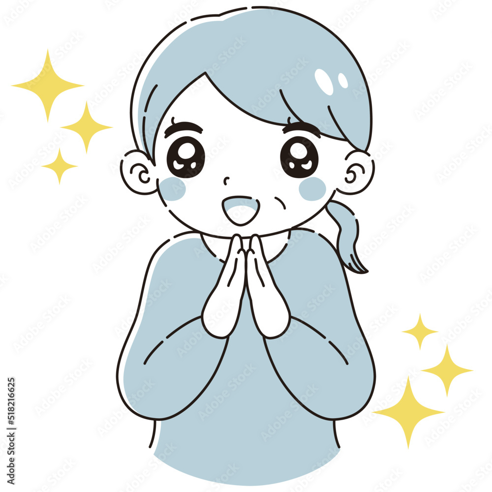 ときめくシニア女性のイラスト ときめくシニア女性のイラスト