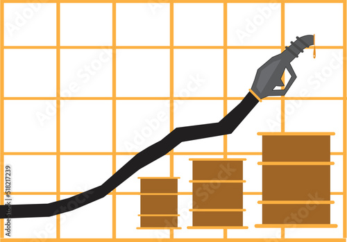 Creative Chart of Gas prices, supply, level of production or stocks going up. Editable Clip Art.