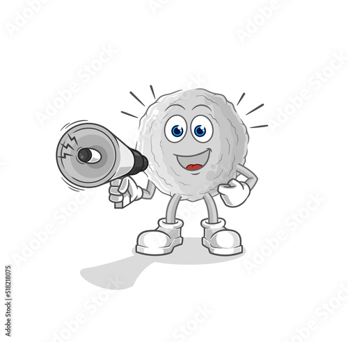 rock holding hand loudspeakers vector. cartoon character