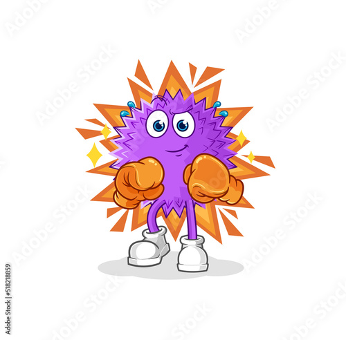 spiky ball boxer character. cartoon mascot vector