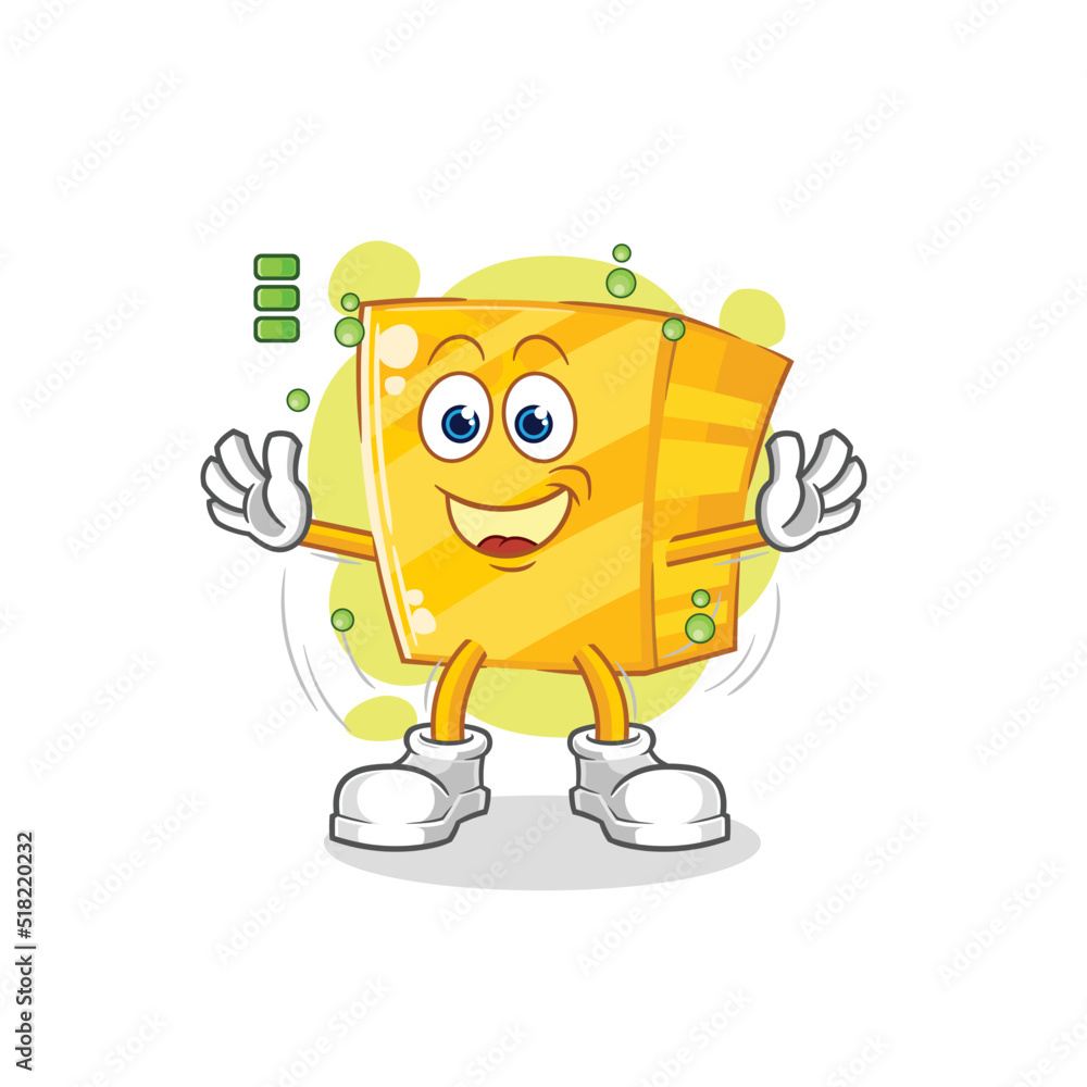 gold full battery character. cartoon mascot vector