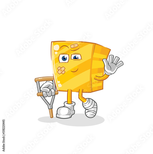 gold sick with limping stick. cartoon mascot vector