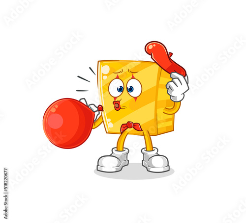 gold pantomime blowing balloon. cartoon mascot vector