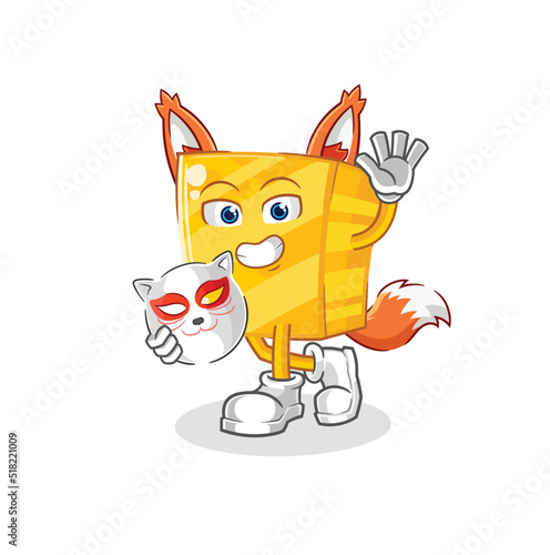gold japanese fox character. cartoon mascot