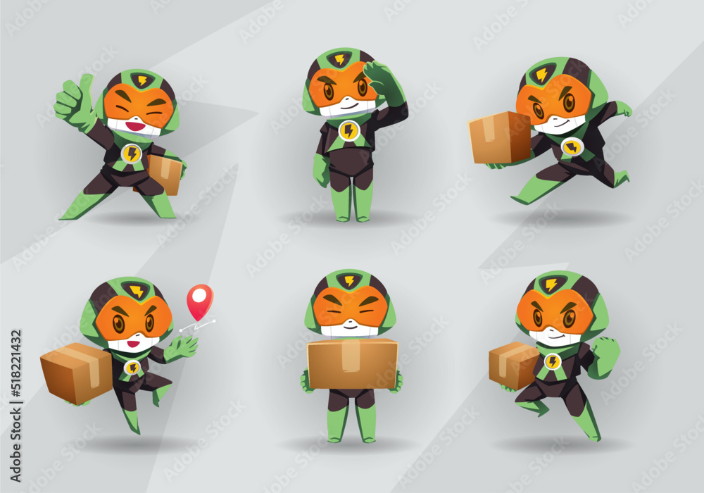 set of green black super hero robot mascot delivery package set of green black super hero robot mascot delivery package
