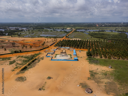 Aerial view of Ouidah beach at the Door of No Return.