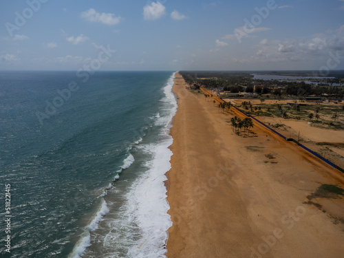 Aerial view of Ouidah beach at the Door of No Return.